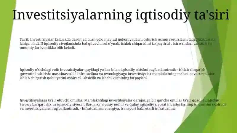 Investitsiyalar Jalb Etishning Iqtisodiy Ahamiyati 2