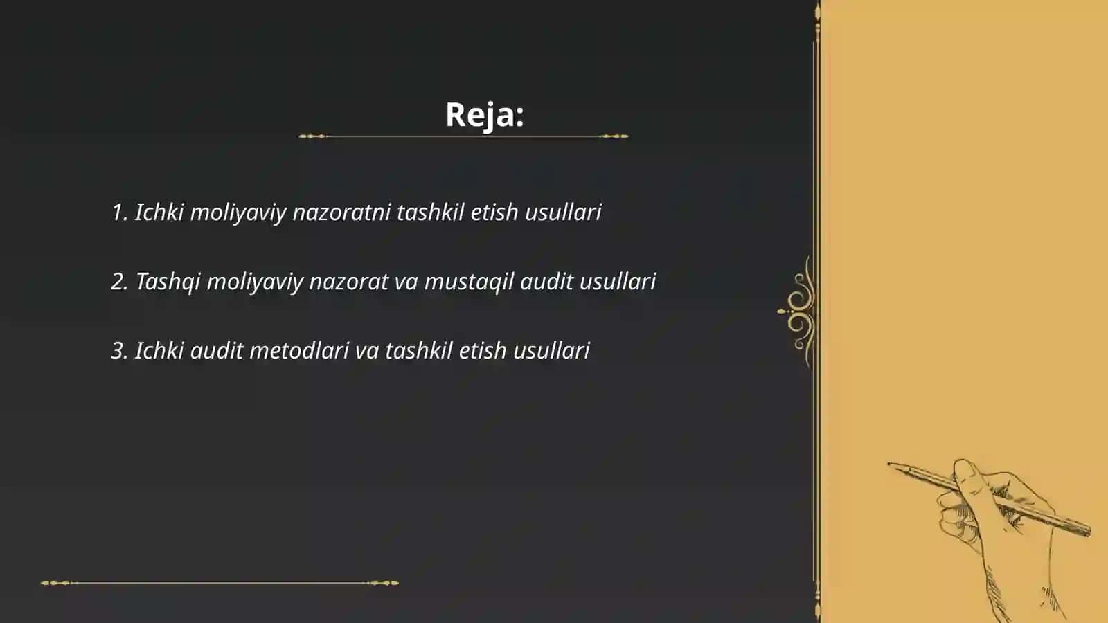 Ichki moliyaviy nazoratni tashkil etish usullari 2