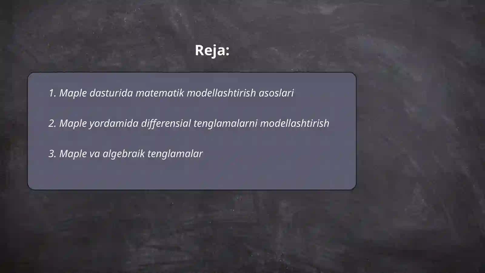 Maple dasturida matematik modellashtirish asoslari 2