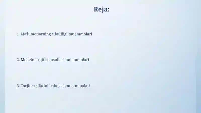Ketma-ket tarjimaga oʻrgatish masalalari 2