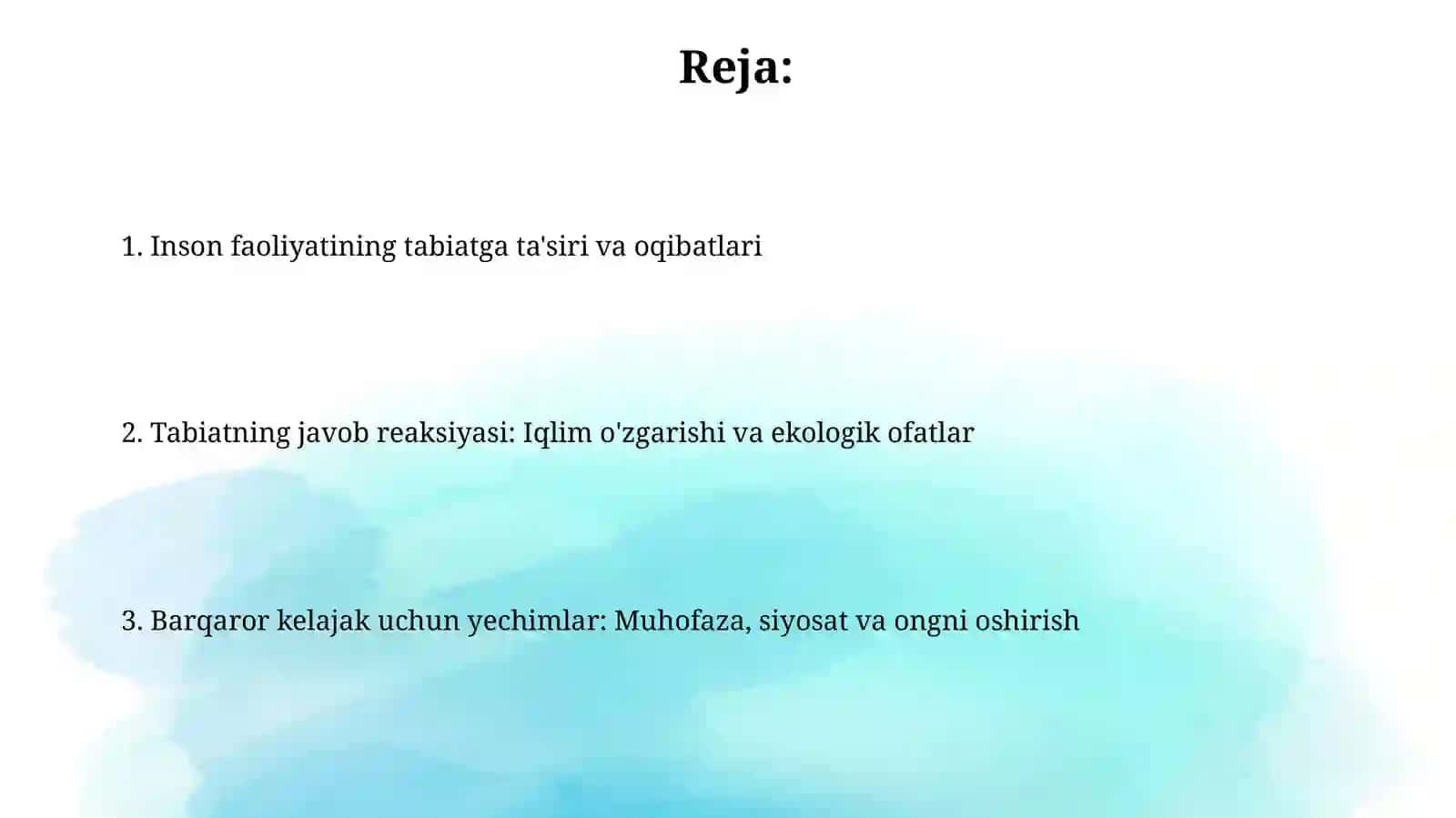 Inson faoliyatining tabiatga tasiri va tabiatning javobi 2