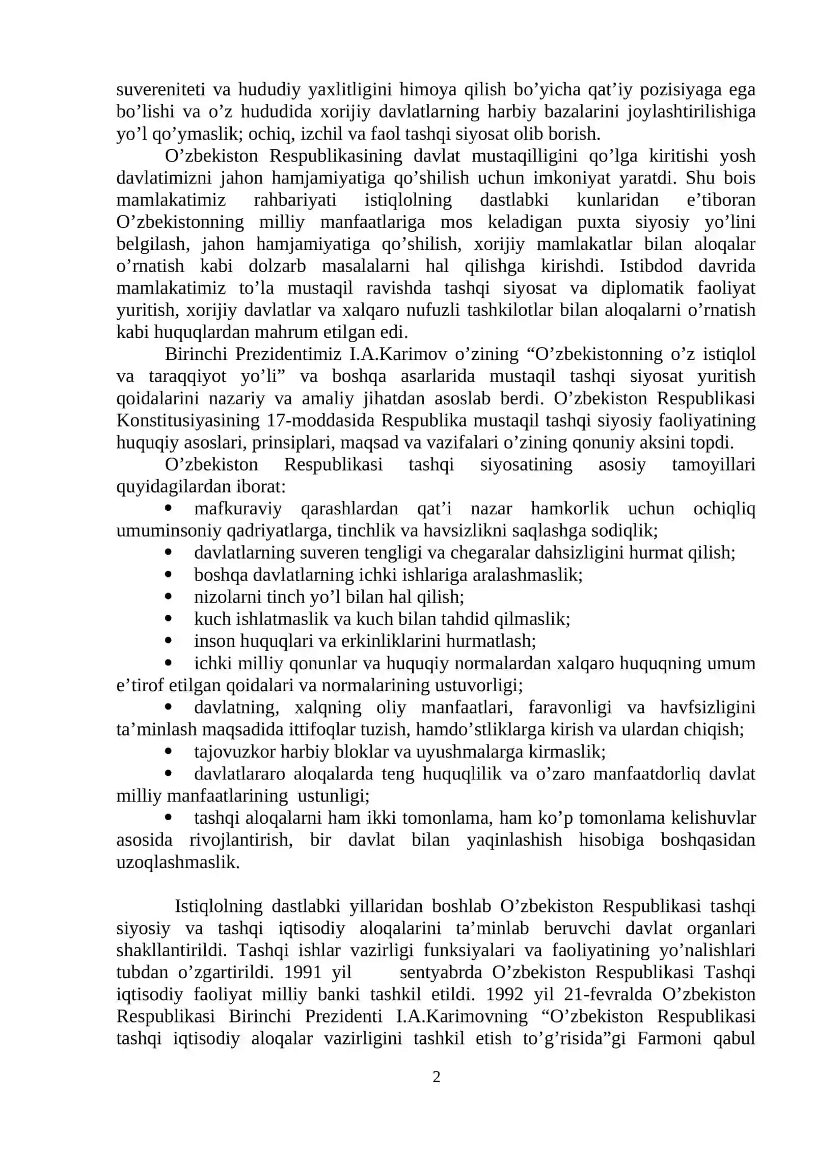 7-Mavzu. O’zbekiston va jahon hamjamiyati 2