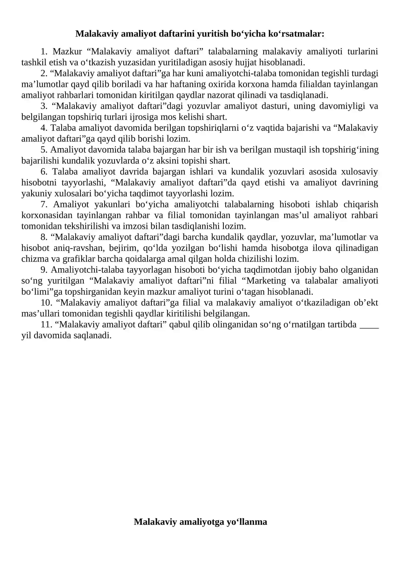 TALABANING SHAXSIY MALAKAVIY AMALIYOT DAFTARI 2
