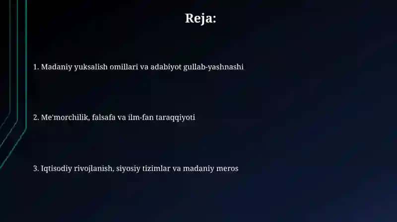 9-12-asrlarda mamlakatlar hududida roʻy berayotgan ma'daniy uygʻonishlar 2