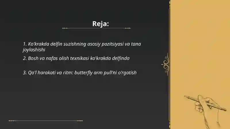 Ko'krakda delfin suzish texnikasi 2