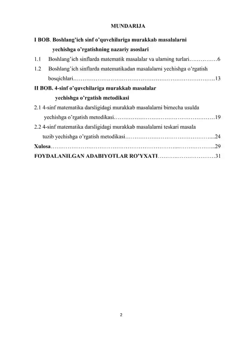 4-sinf o’quvchilariga matematikadan murakkab masalalarni yechishga o’rgatish metodikasi 2
