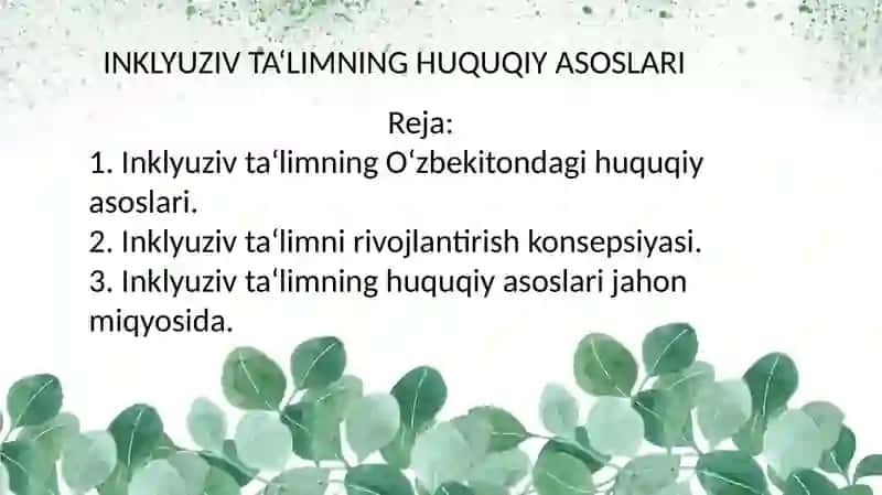 INKLYUZIV TA‘LIMNING HUQUQIY ASOSLARI 2