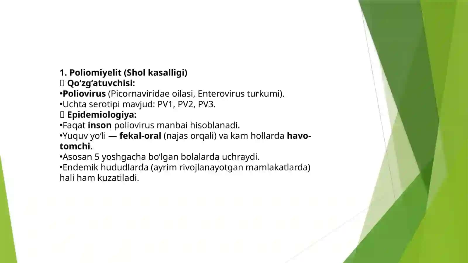 Poliomiyelit(Shol), XIB,pnevmokokkchaqiruvchisivaBPCh(Insonvirusipapillomasigaqarshi)infeksiyalarihaqidatushuncha 2