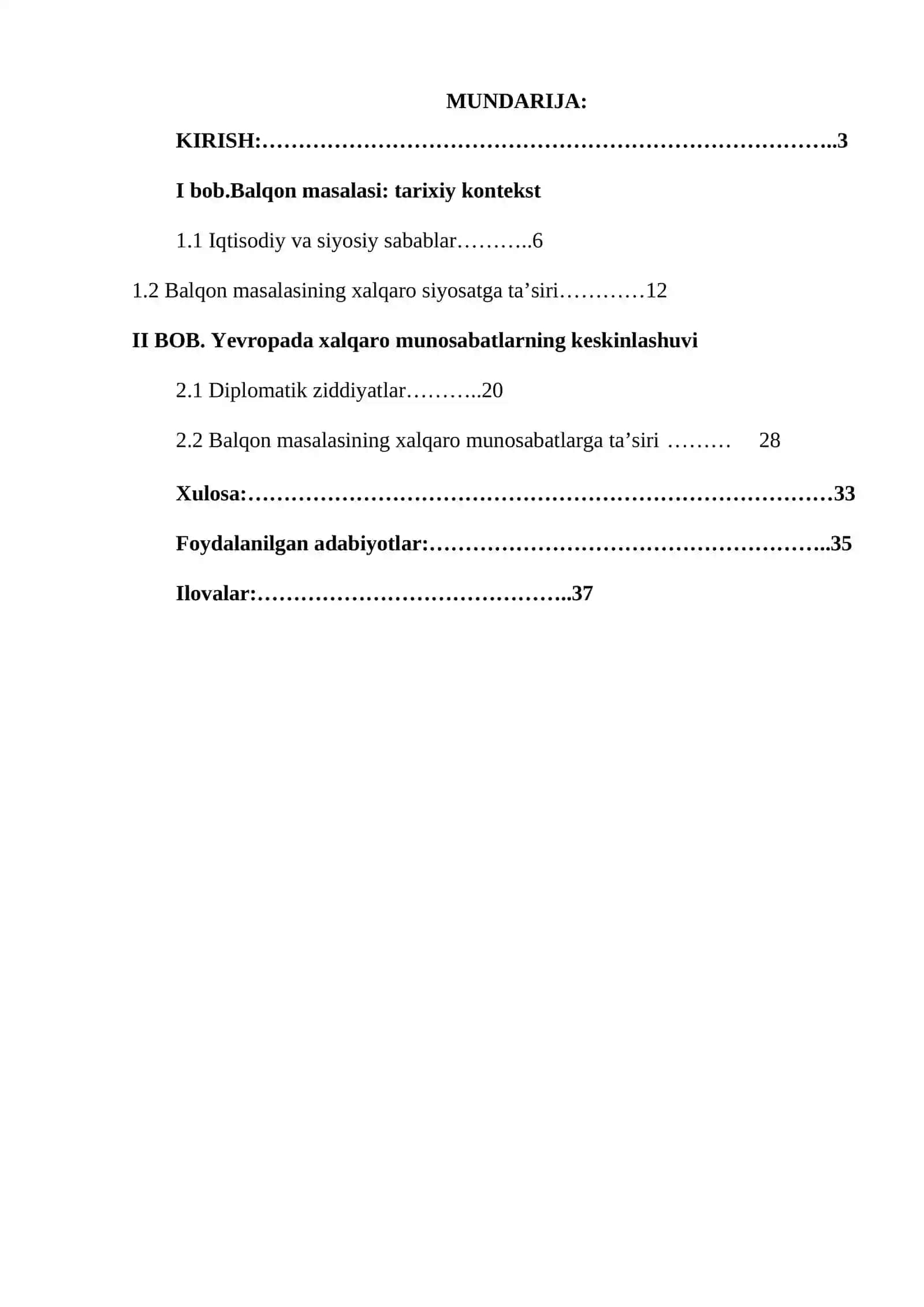 Balqon masalasi va Yevropada xalqoro munosabatlarning keskinlashishi 2