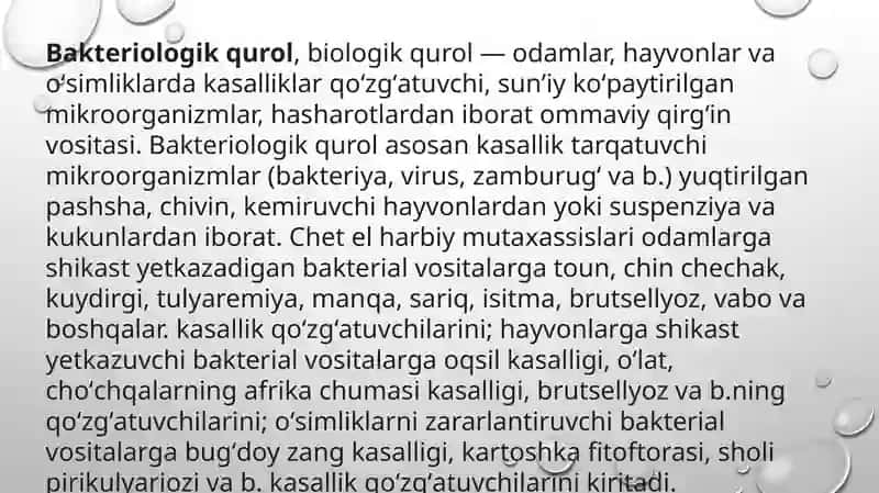 Bakteriologik(Biologik) vositalar bilan zararlangan o‘choqda epidemiyaga earshi chora tadbirlar 2