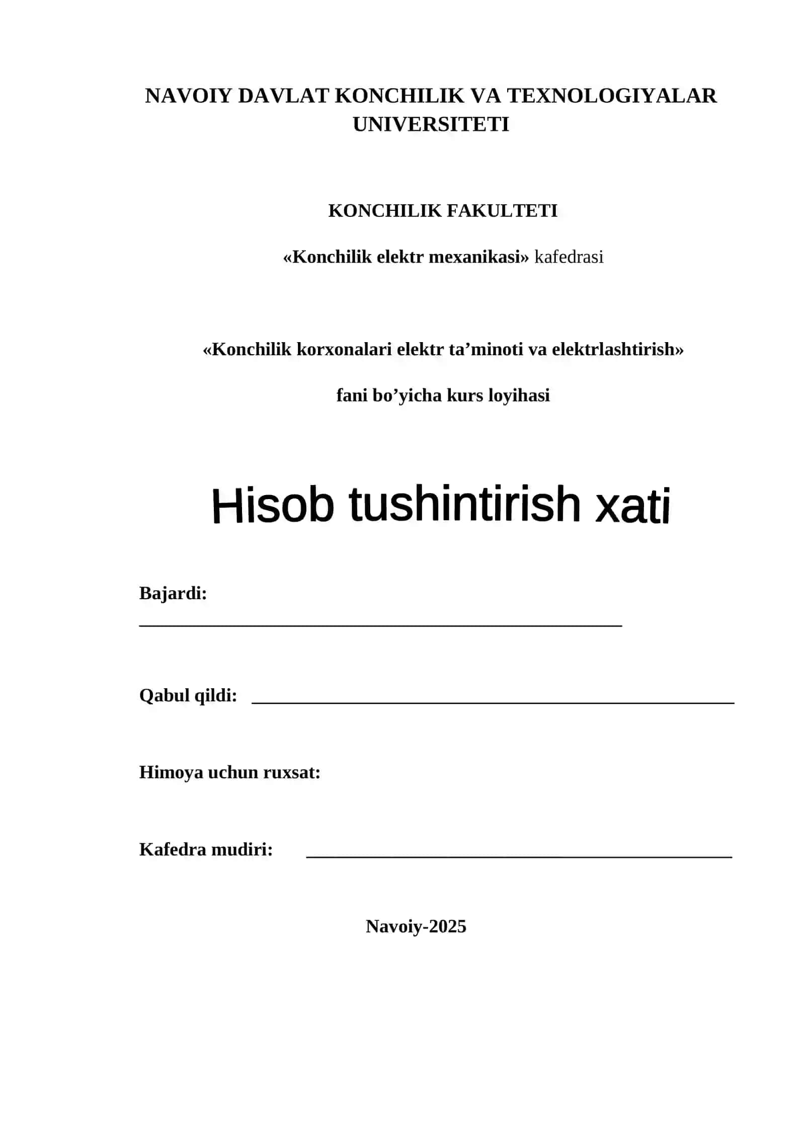 Konchilik korxonalari elektr ta'minoti va elektrlashtirish 2