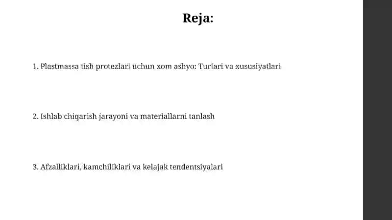 Plastmassa tish protezlari uchun xom ashyo: Turlari va xususiyatlari 2