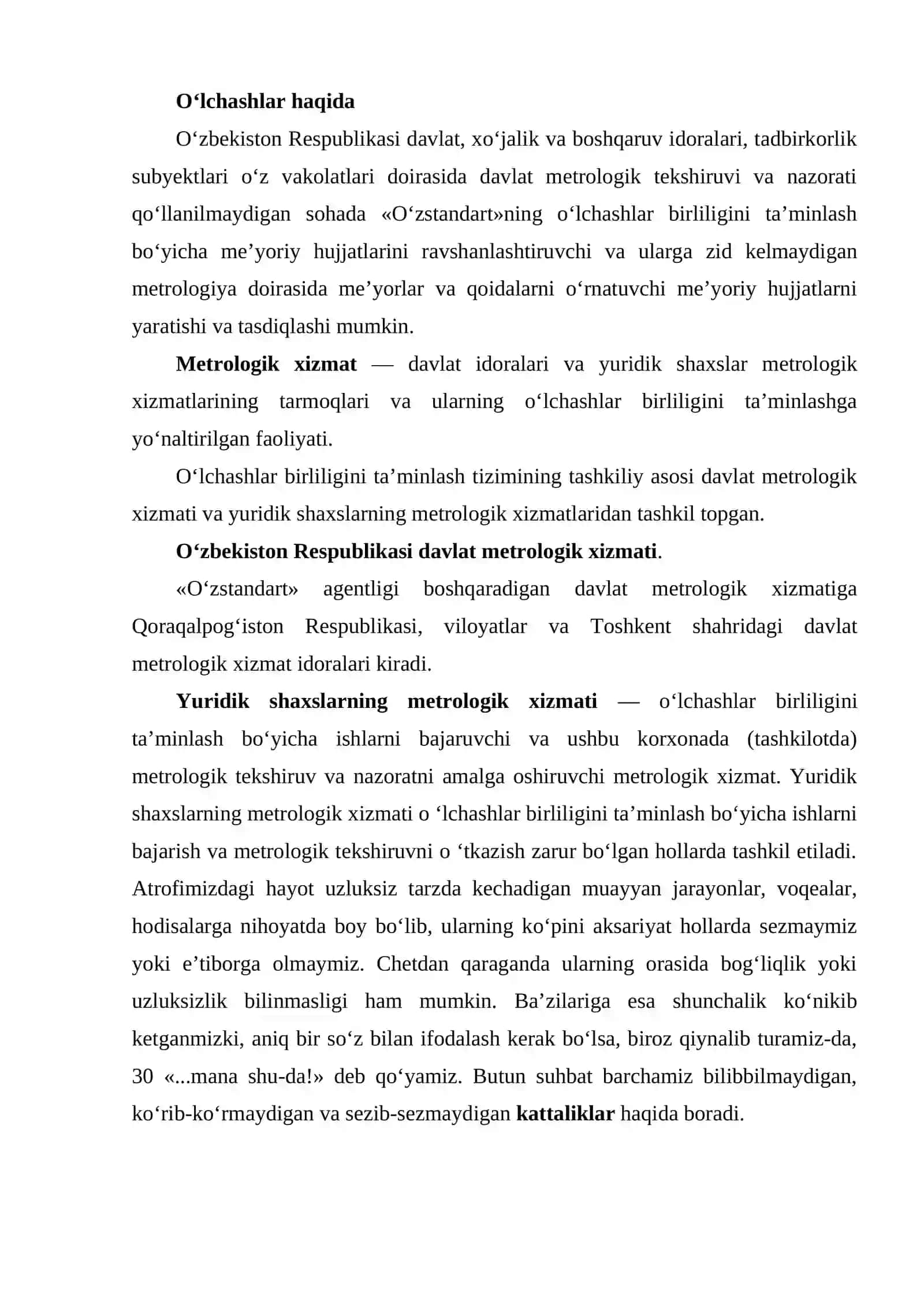 O’lchashlar birliligini taminlash boyicha davlat tizimi 2