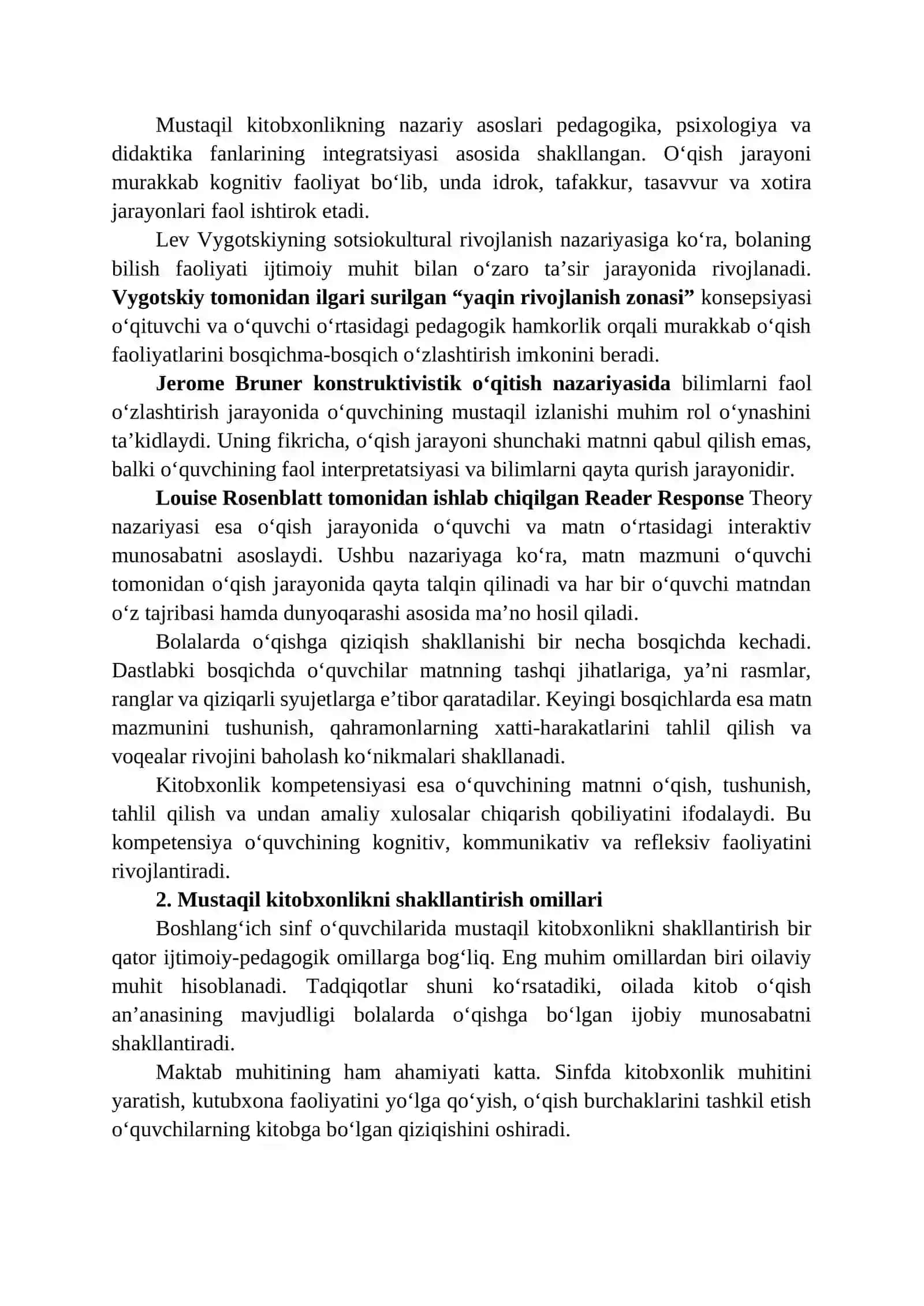 BOSHLANG‘ICH SINF O‘QUVCHILARIDA MUSTAQIL KITOBXONLIKNI SHAKLLANTIRISH 2