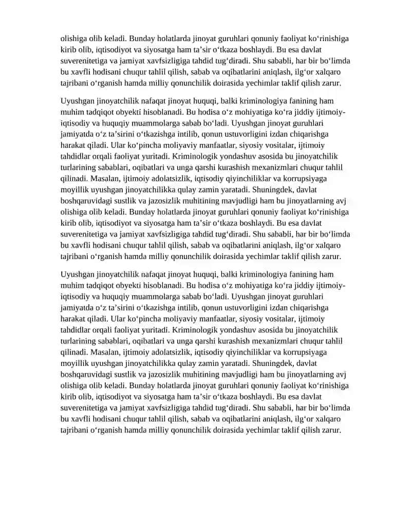 Uyushgan jinoyatchilikning kriminologik tavsifi va uning oldini olish 2