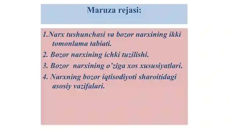 Narx tushunchasi va bozor narxining ikki tomonlama tabiati 2