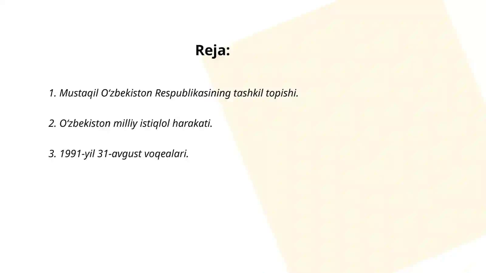 Mustaqil O‘zbekiston Respublikasining tashkil topishi 2