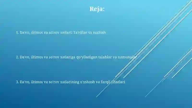 Da'vo, iltimos va so'rov xatlari 2