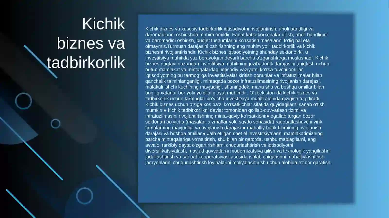 Kichik biznes va tadbirkorlikka xorijiy investitsiyalarni jalb qilish 2
