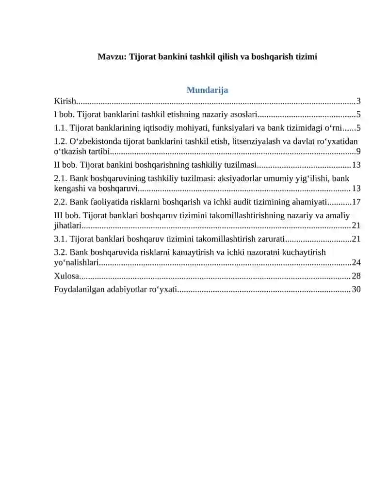 Tijorat bankini tashkil qilish va boshqarish tizimi 2
