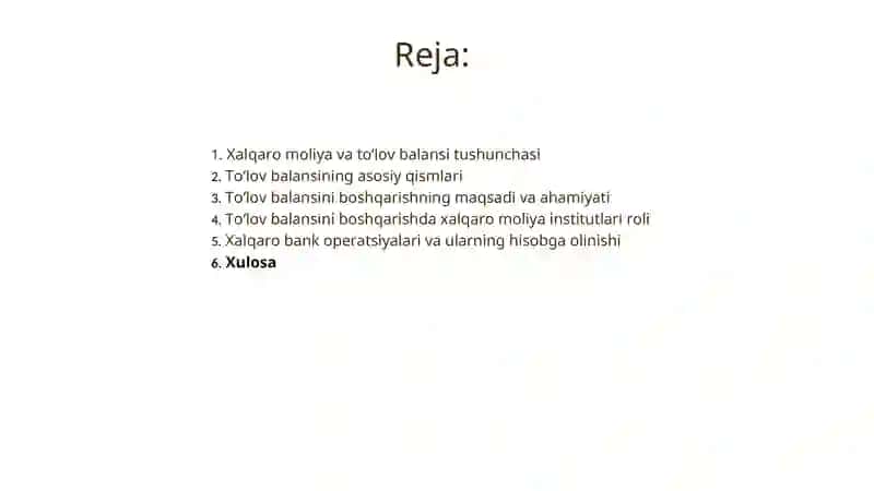 Xalqaro moliya munosabatlarida toʻlov balansini boshqarish 2
