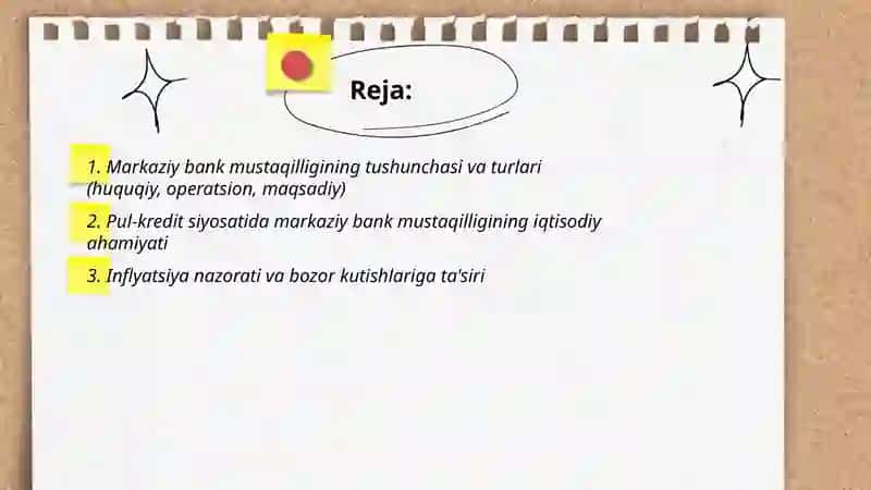 Pul kredit siyosatida markaziy bank mustaqilligining ahamiyati 2