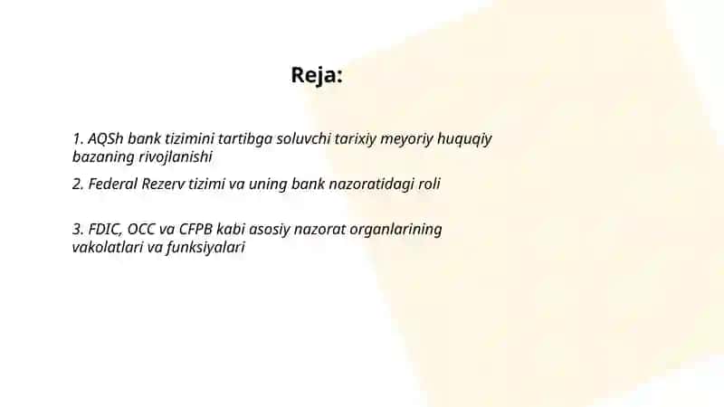 AQSh bank faoliyatini tartibga solish meyoriy huquqiy asoslari va zamonaviy sharoitda ahamiyati 2