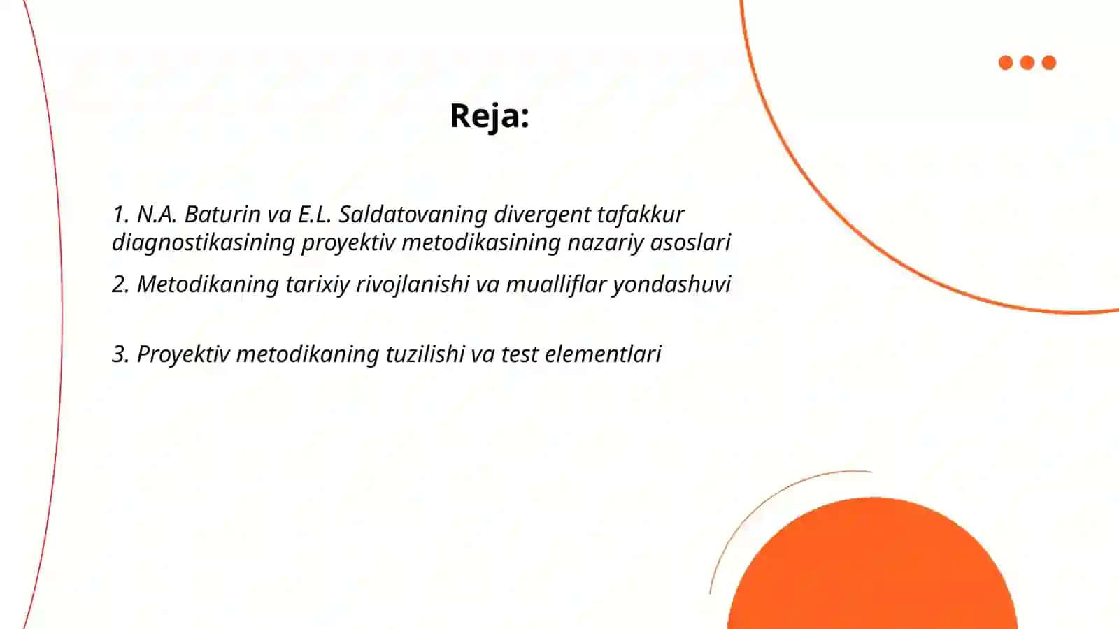 N.A Baturin va E.L Saldatovaning divergent tafakkur diagnostikasining proyektiv metodikasi 2
