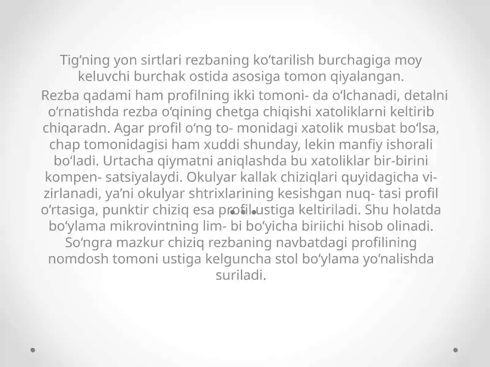Rezbali, shponkali va shlisali brikamlarning o’lchov vositalari va usullari 2
