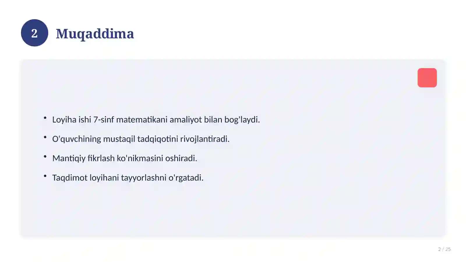 Matematika fanidan 7-sinf loyiha ishi 2