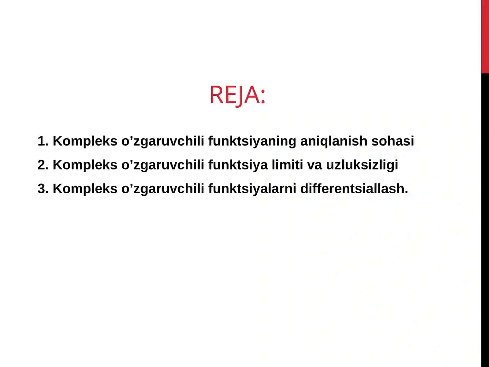 KOMPLEKS O’ZGARUVCHILI FUNKSIYA 2