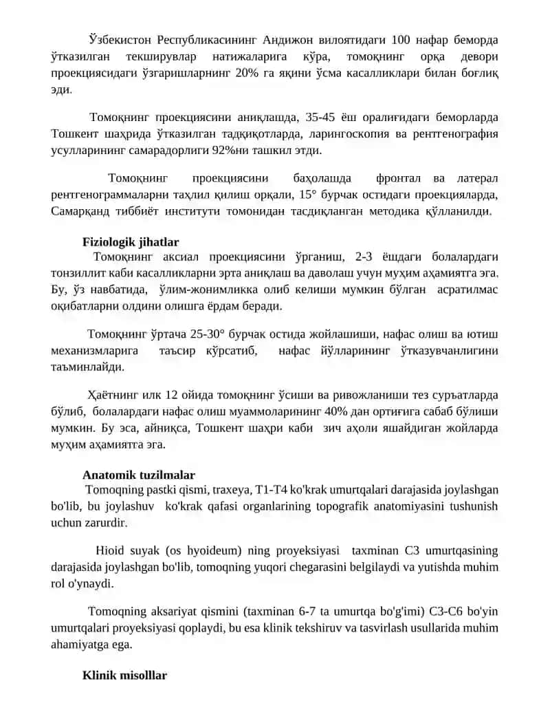 Tomoqning o'qqa proyeksiyasi 2