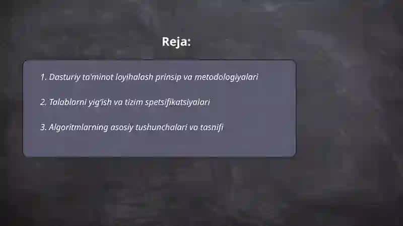Dasturlarni loyihalash va algoritmlarni ishlab chiqish 2