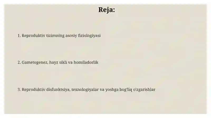 Reproduktiv tizim fiziologiyasi 2
