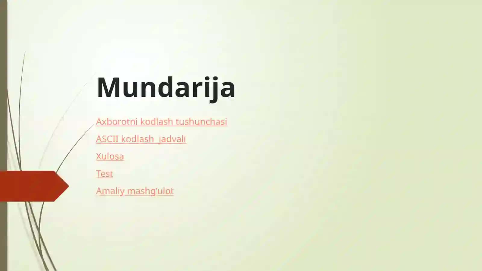 Axborotlarni Kodlash Tushunchasi. ASCII Kodlash Jadvali 2