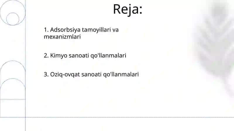 Adsorbsiyani oziq-ovqat va kimyo sanoatidagi o'rni 2