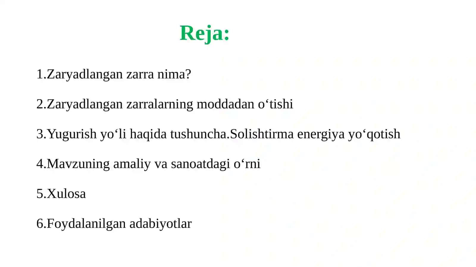 Zaryadlangan zarralarning solishtirma energiya yo‘qotishi 2