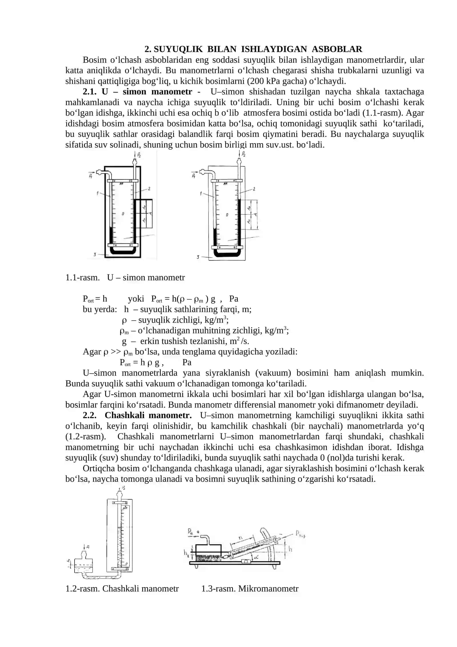 BOSIM VA HARORATNI O‘LCHASH ASBOBLARI 2
