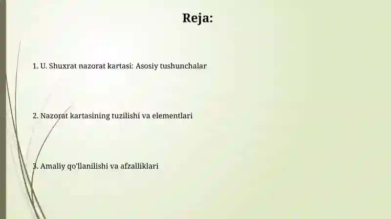 U.Shuxratning nazorat kartasi to‘g‘risida 2