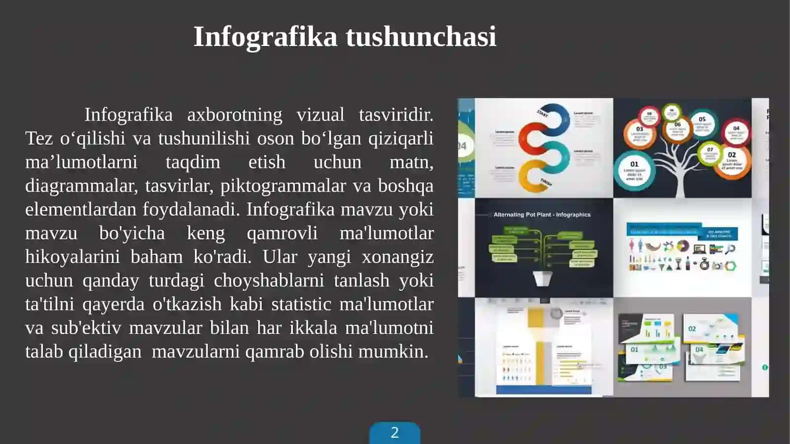 Infografika tasnifi va uniyaratuvchi uskunalar 2
