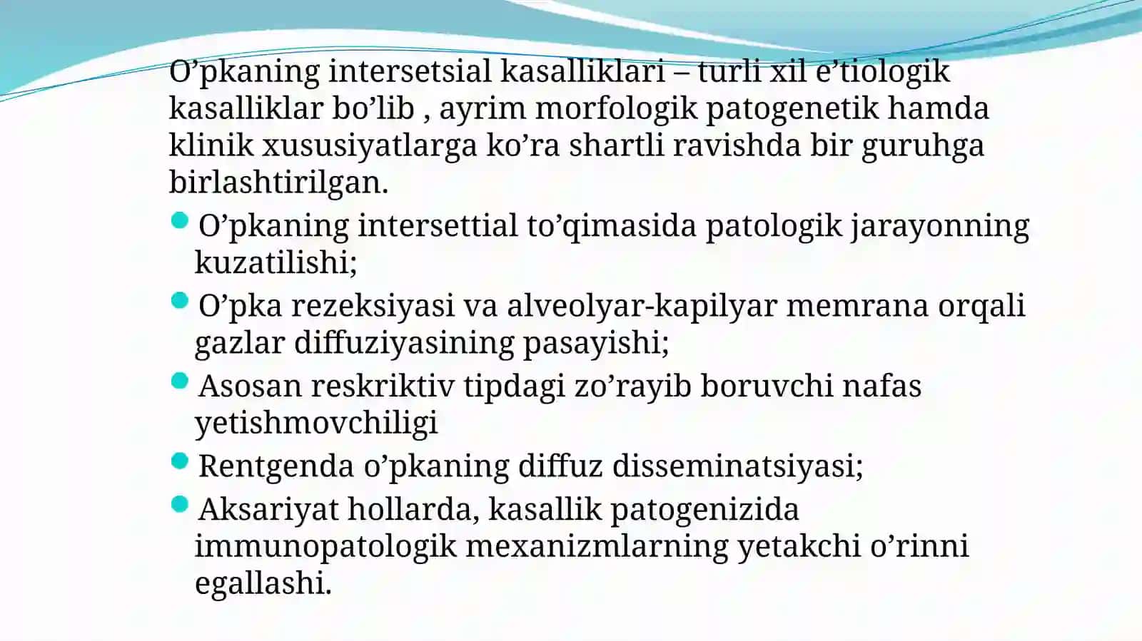 O’pkaning interstitsial kasalliklari: Sarkoidoz, Fibrinozlanuvchi alveolit 2