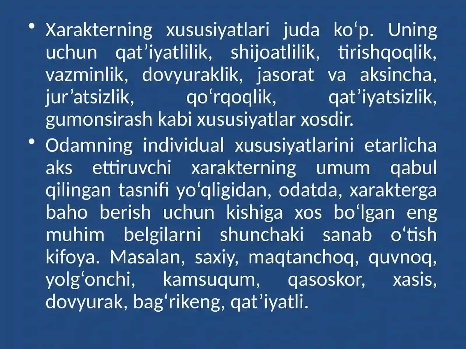 Xarakter haqida tushincha 3