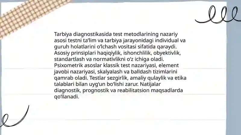 Tarbiya diagnostikasida test metodlari 3