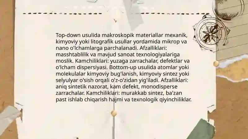Nanomateriallar, nanobirikmalarni olinish usullari va ularning ishlatilish sohalari 3