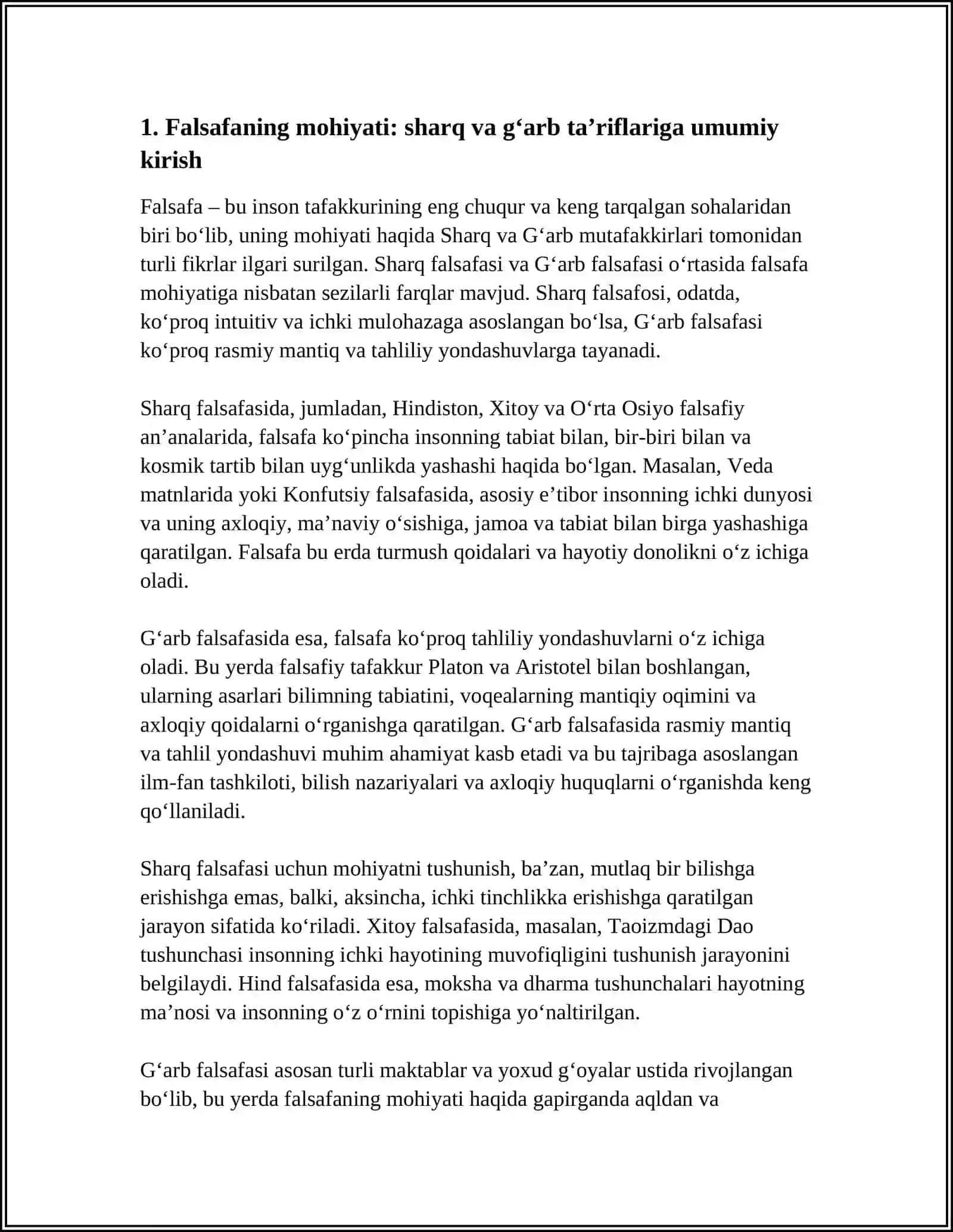 FALSAFANING MOHIYATIGA OID SHARQ VA GʻARB MUTAFAKKIRLARI TARIFLARINI TASNIFLASH VA ULAR BOʻYICHA PREZENTATSIYA TAYYORLASH 3