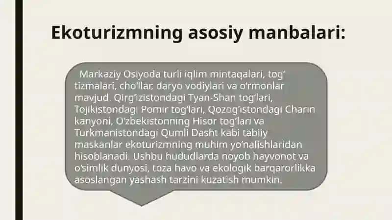 Markaziy Osiyo mamlakatlarida ekoturizm salohiyati 3