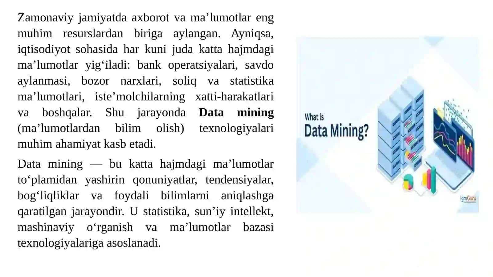 Data mining iqtisodiy ma’lumotlardan bilim olish texnikalari 3
