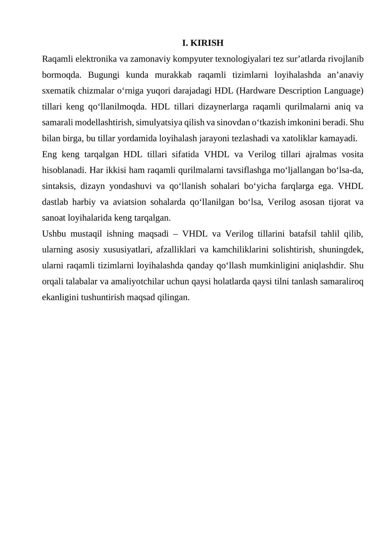 VHDL VA VERILOG TAQQOSLASH 3
