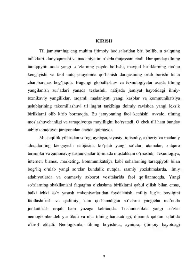 Yangi so'zlarning rivojlanishi va uning ona tilimizga ta'siri 3