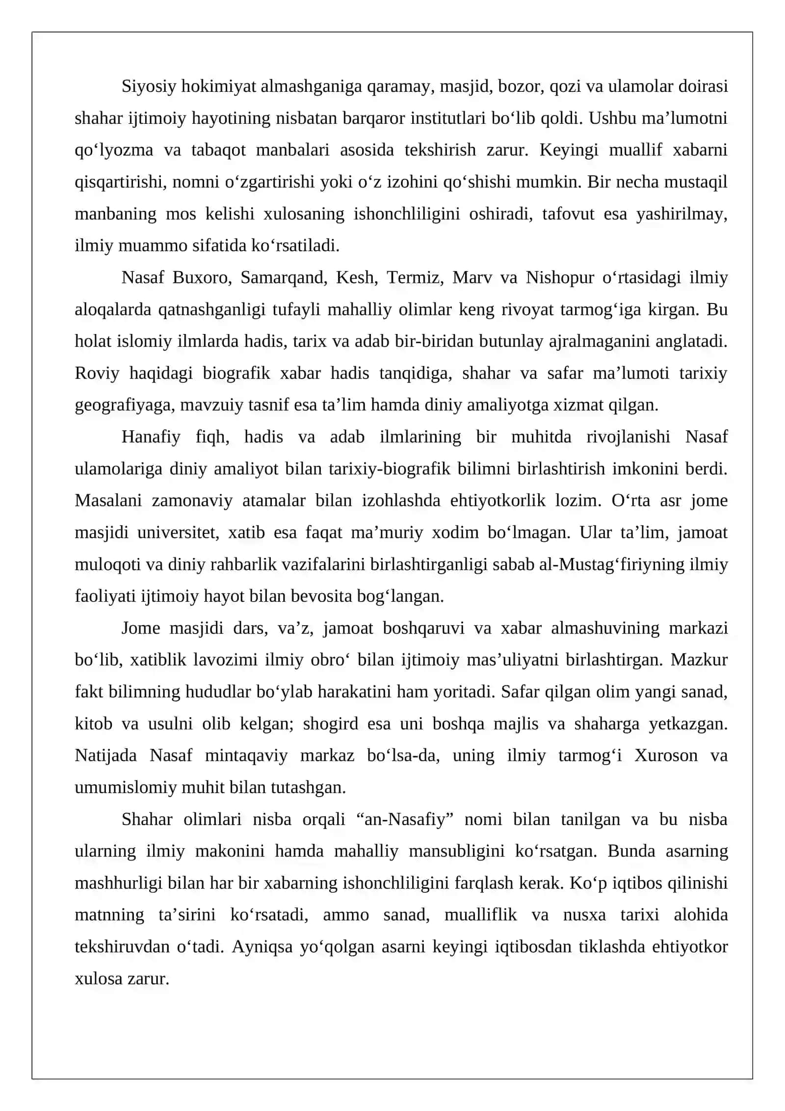 Islomiy ilmlar rivojida Abu-l-Abbos al-Mustag‘firiy an-Nasafiy (961–1041)ning o‘rni. 3